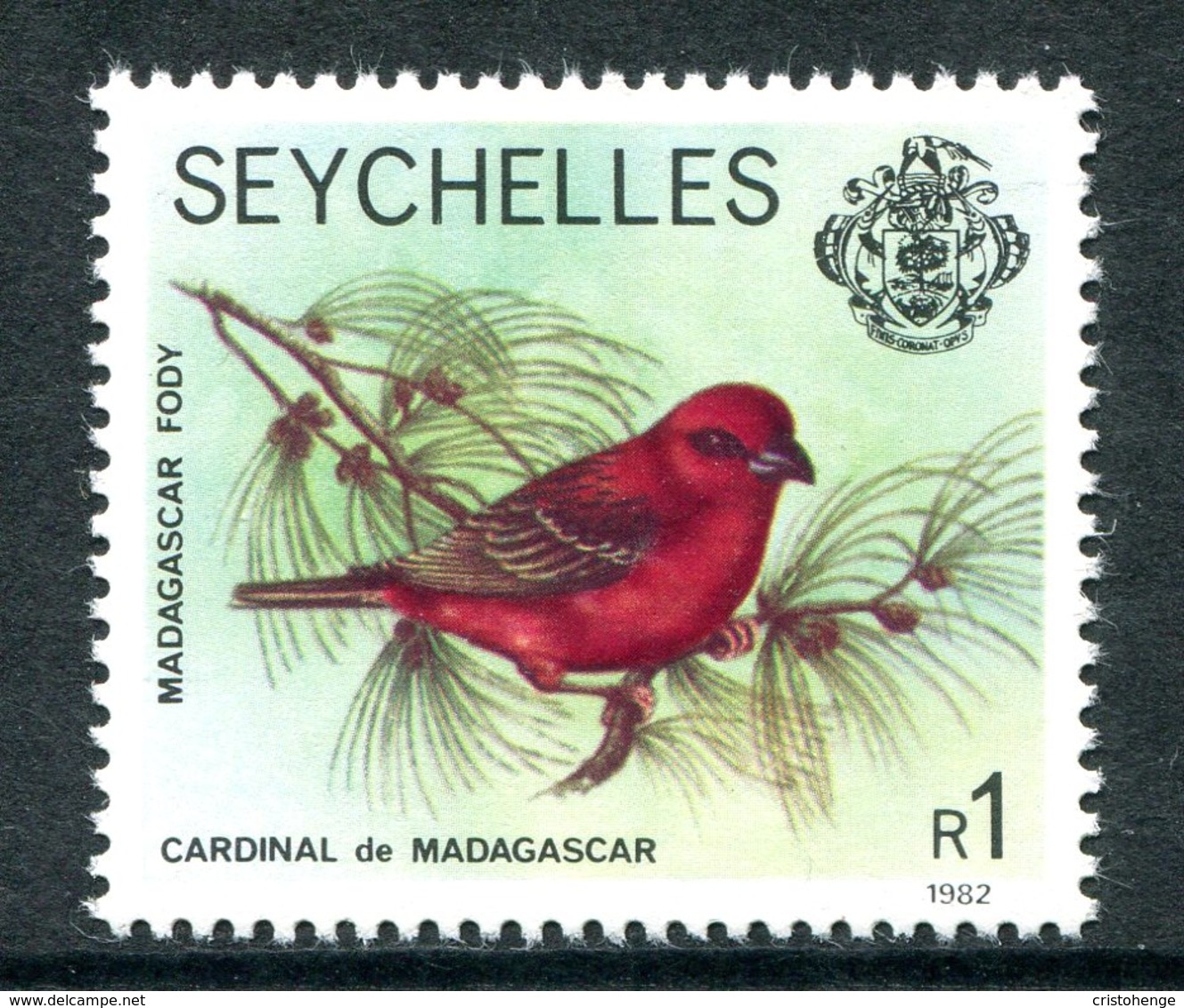 Seychelles 1977-84 Wildlie - 1982 Imprint Date - 1r Red Foddy MNH (SG 412B) - Seychelles (1976-...)