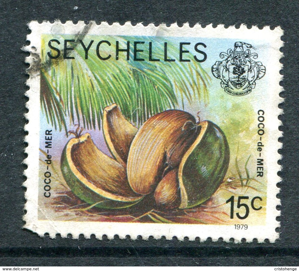 Seychelles 1977-84 Wildlie - 1979 Imprint Date - 15c Coco-de-mer Used (SG 406B) - Seychelles (1976-...)