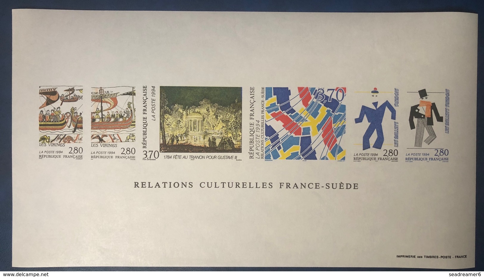 FRANCE 1994 N°2866A** Bloc Feuillet Collectif Gommé Bande FRANCE SUEDE RR - Ungebraucht