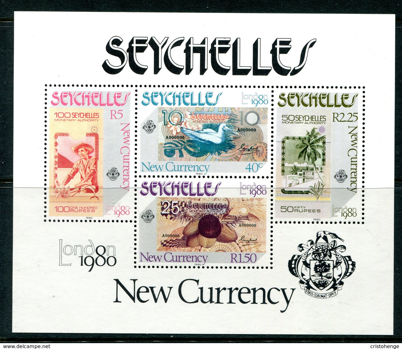 Seychelles 1980 London'80 International Stamp Exhibition - New Currency MS MNH (SG MS472) - Seychelles (1976-...)