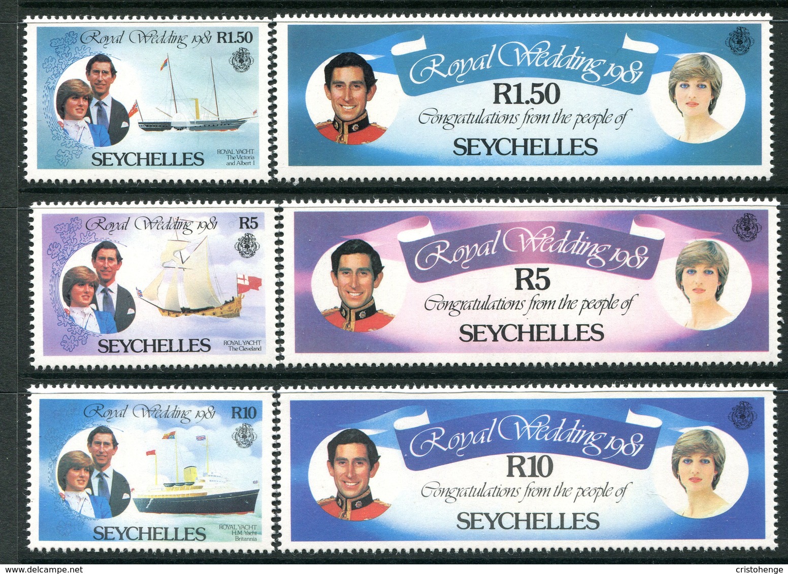 Seychelles 1981 Royal Wedding Set MNH (SG 505-510) - Seychelles (1976-...)