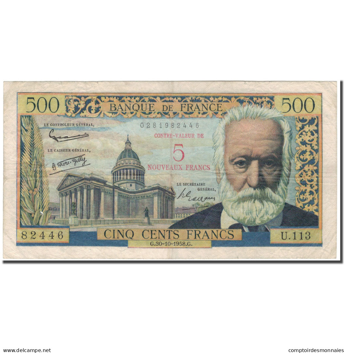 France, 5 Nouveaux Francs On 500 Francs, 5 NF 1959-1965 ''Victor Hugo'' - 5 NF 1959-1965 ''Victor Hugo''