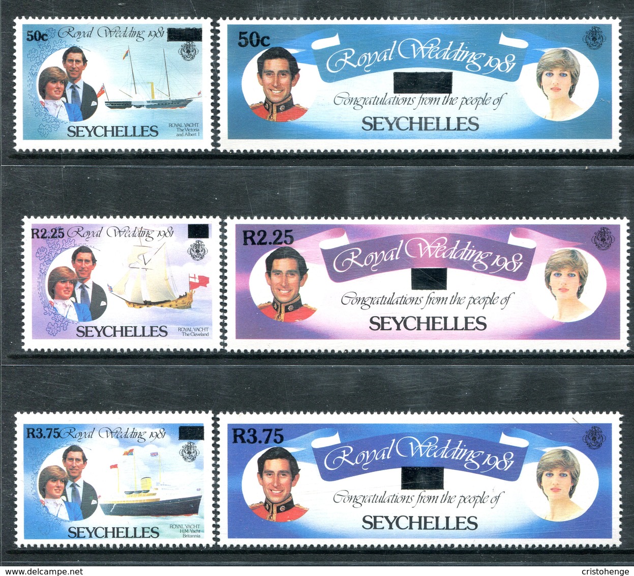 Seychelles 1983 Royal Wedding - Surcharges Set MNH (SG 573-578) - Seychelles (1976-...)