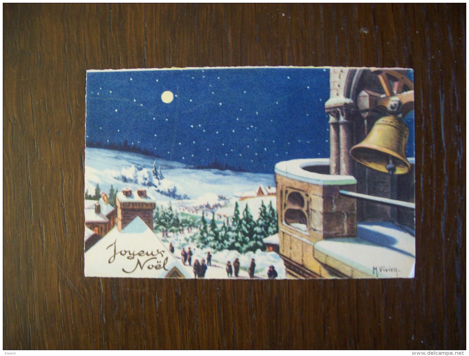 Carte Postale Mignonnette "Joyeux Noël" Illustrée Par M.Vivier (cloche, Neige...) - Other & Unclassified