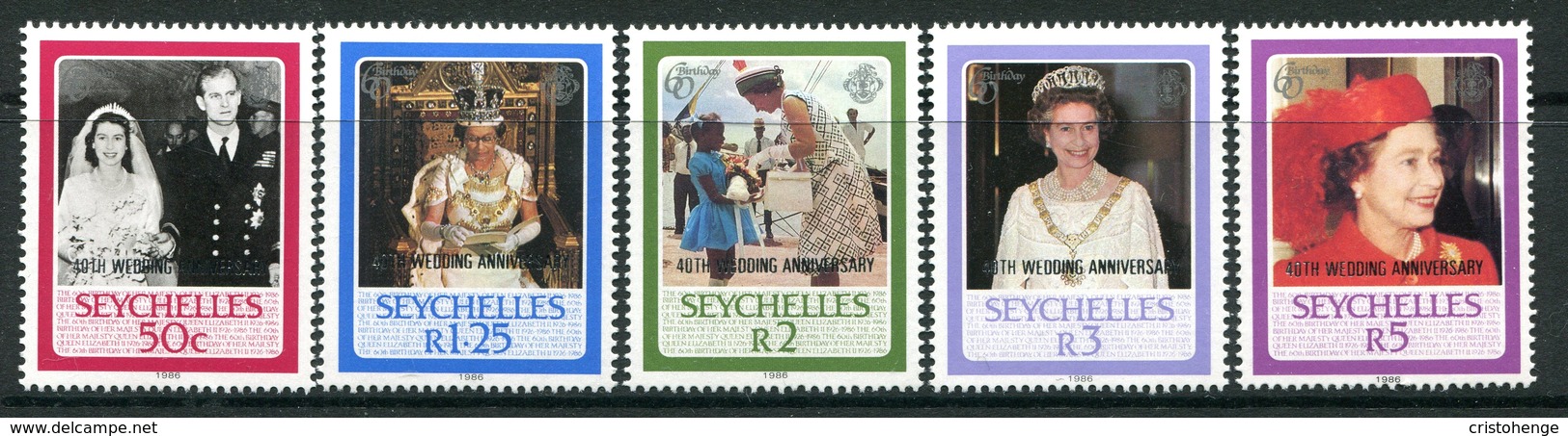 Seychelles 1987 Royal Ruby Wedding Set MNH (SG 674-678) - Seychelles (1976-...)