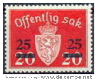 NOORWEGEN DIENST 1949 Opdruk 25 PF-MNH - Servizio