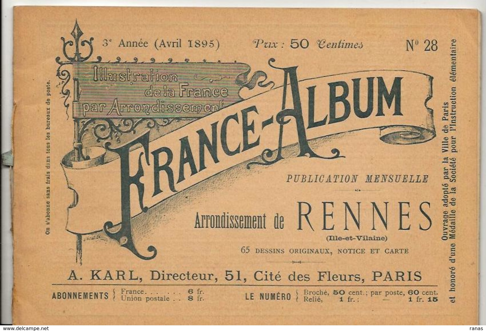 Ile Et Vilaine France Album De A. KARL, Carte Gravures Texte Publicités 1895 - Toeristische Brochures