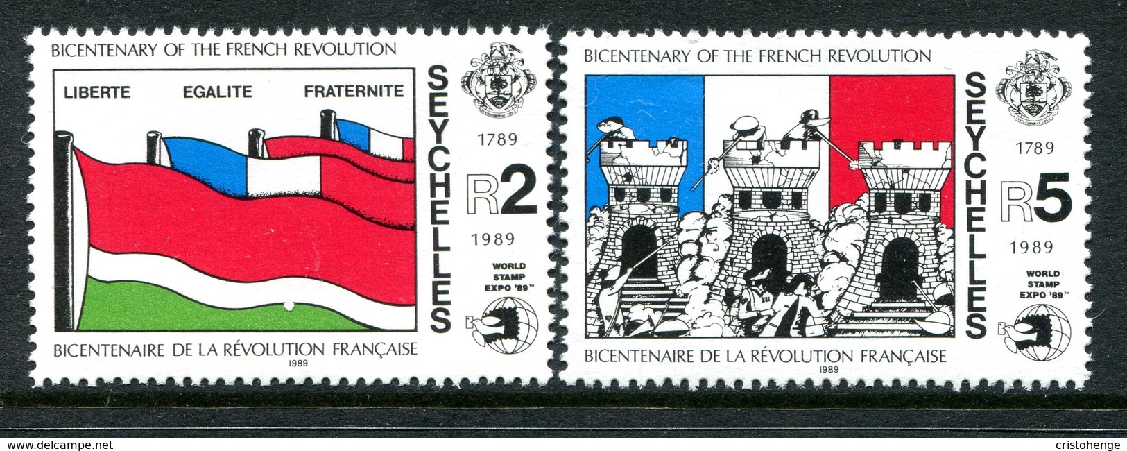 Seychelles 1989 Bicentenary Of French Revolution Set MNH (SG 760-761) - Seychelles (1976-...)