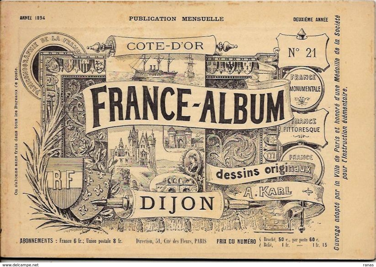 Cote D'Or 21 France Album De A. KARL, Carte Gravures Texte Publicités 1894 - Toeristische Brochures
