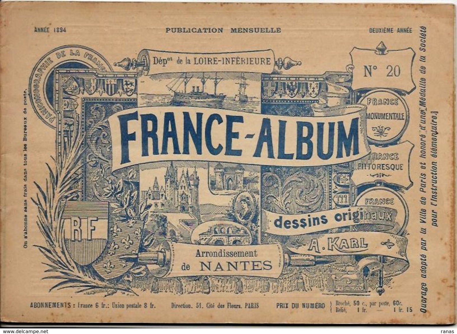 Loire Infèrieure 44 France Album De A. KARL, Carte Gravures Texte Publicités 1894 - Reiseprospekte