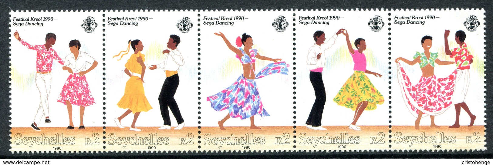 Seychelles 1990 Kreol Festival - Sega Dancing Set MNH (SG 788-792) - Seychelles (1976-...)