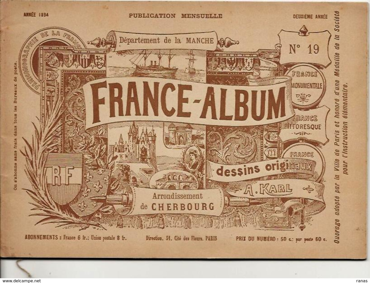 Manche 50 France Album De A. KARL, Carte Gravures Texte Publicités 1894 - Dépliants Touristiques