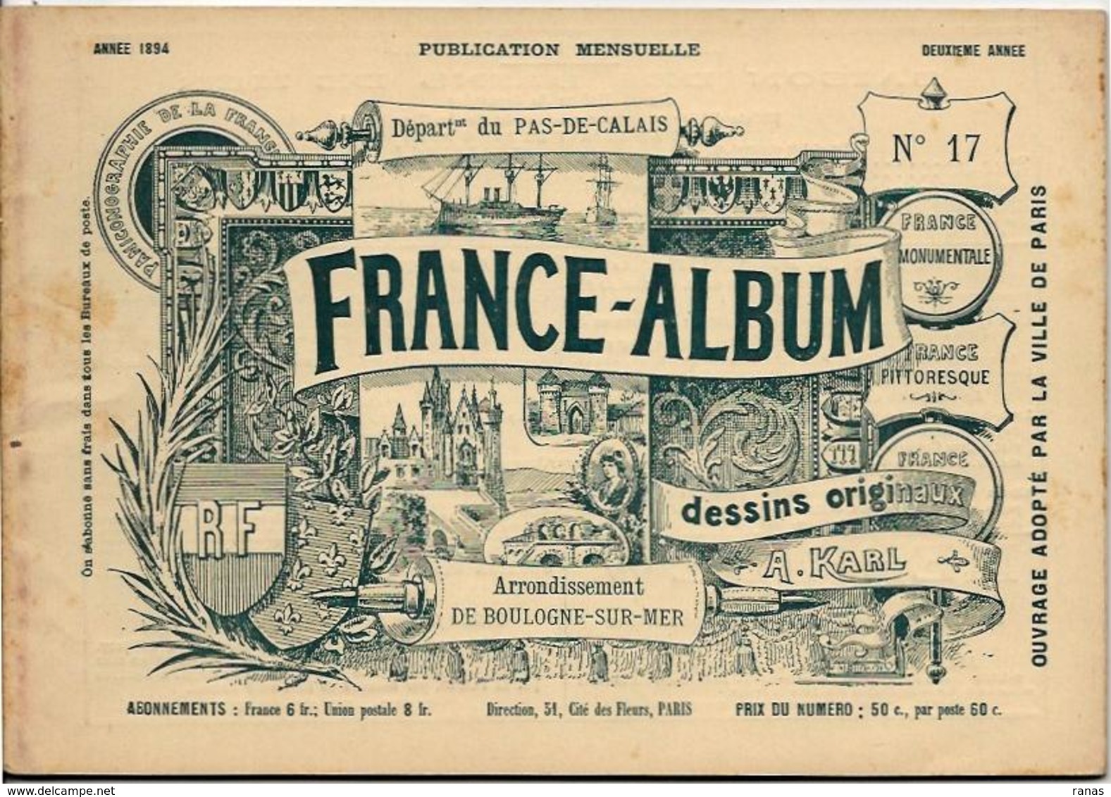 Pas De Calais 62 France Album De A. KARL, Carte Gravures Texte Publicités 1894 - Tourism Brochures