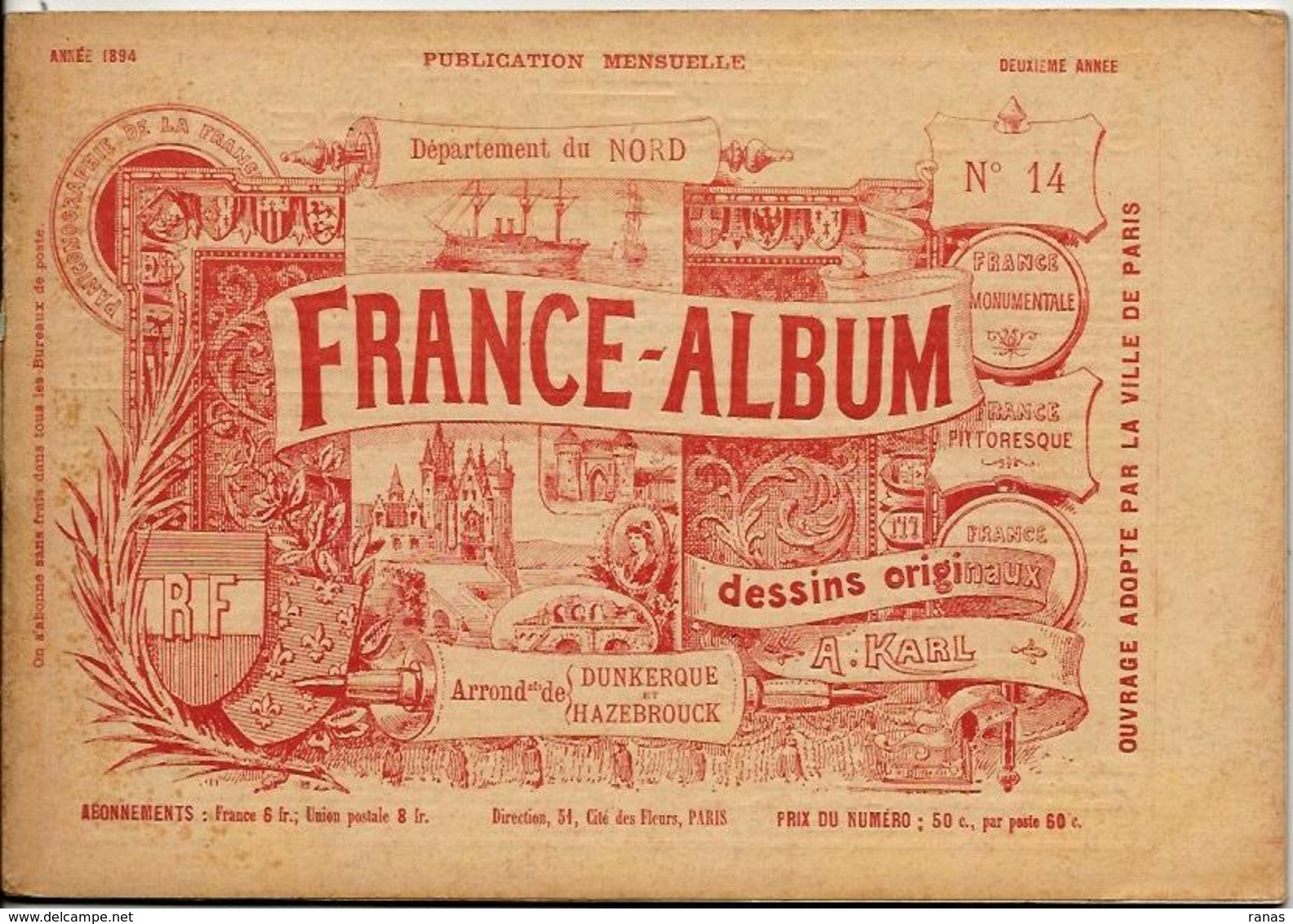 NORD 59 France Album De A. KARL, Carte Gravures Texte Publicités 1894 - Reiseprospekte