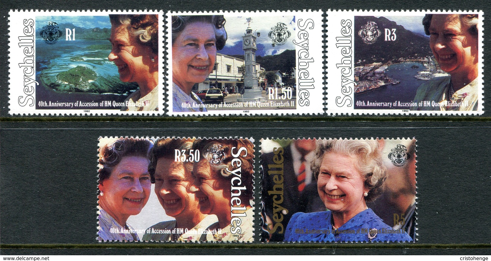 Seychelles 1992 40th Anniversary Of Queen Elizabeth II's Accession Set MNH (SG 810-814) - Seychelles (1976-...)