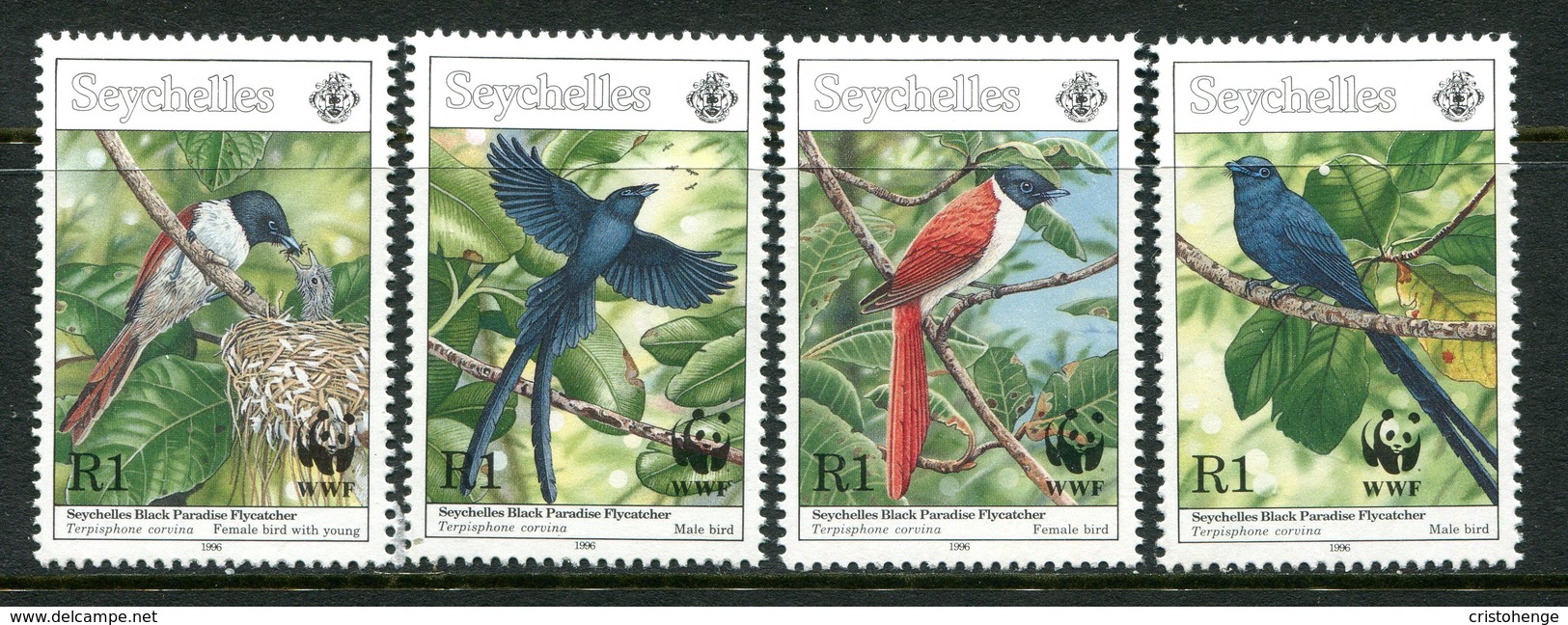 Seychelles 1996 Endangered Species - Paradise Flycatcher Set MNH (SG 856-859) - Seychelles (1976-...)