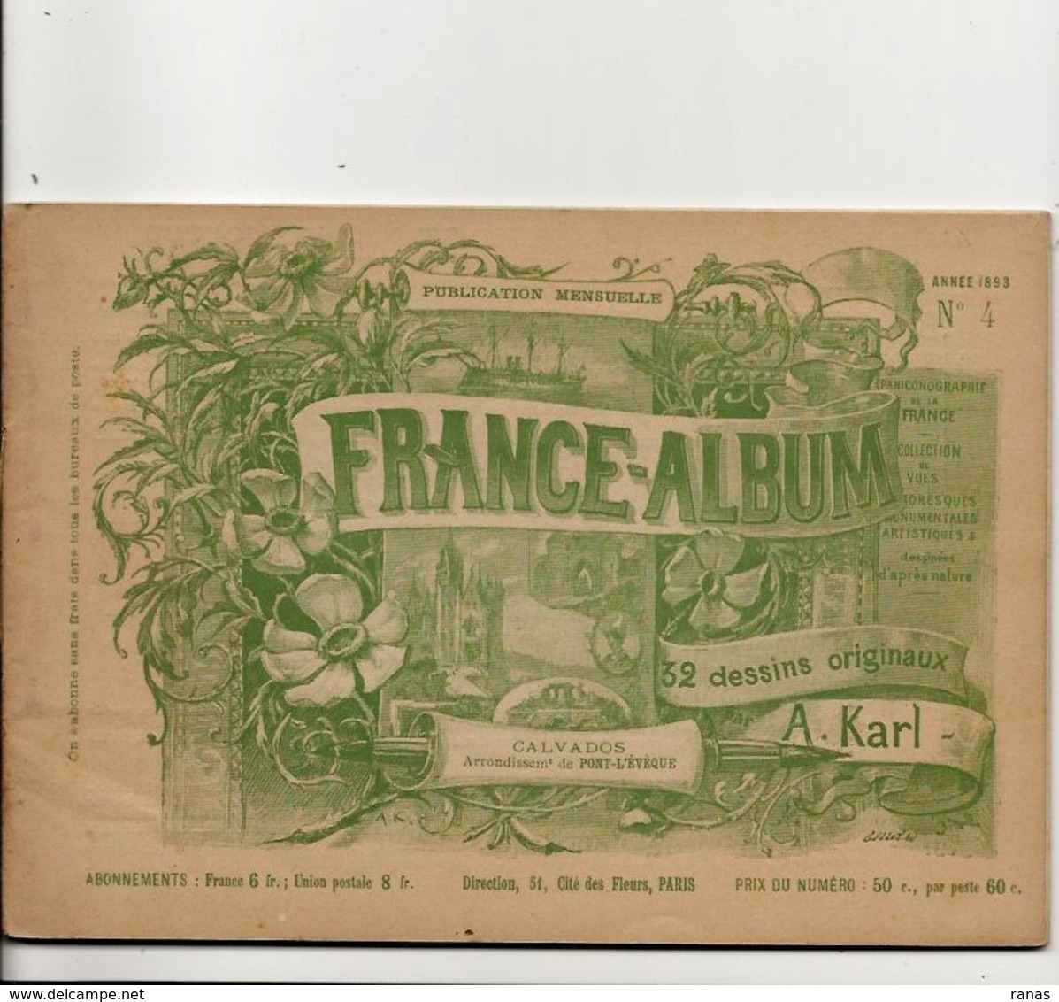 Calvados France Album De A. KARL, Carte Gravures Texte Publicités 1893 - Reiseprospekte