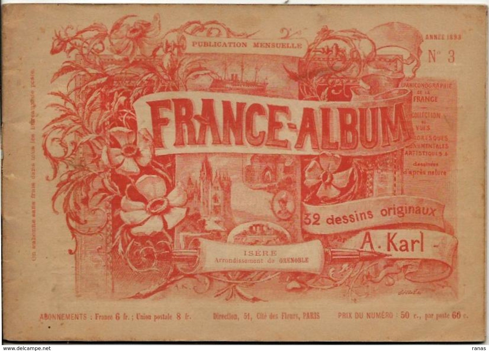 Isère 38 France Album De A. KARL, Carte Gravures Texte Publicités 1893 - Reiseprospekte