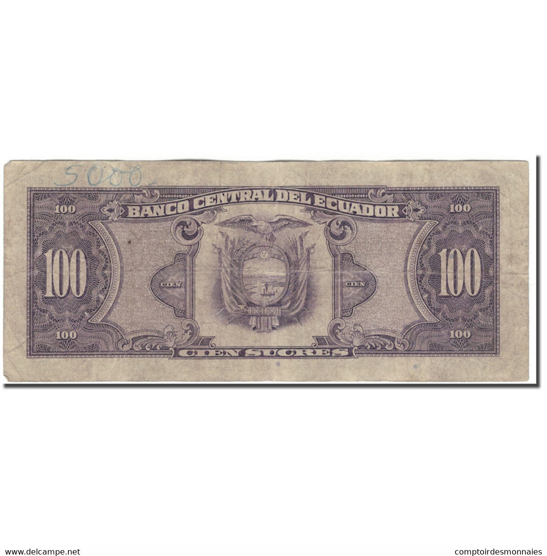 Billet, Équateur, 100 Sucres, 1990-04-20, KM:123, AB+ - Ecuador