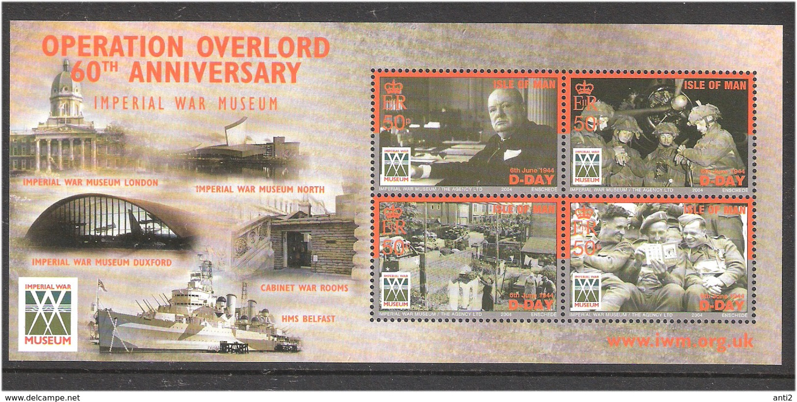 Isle Of Man 2004 Operation Overlord, Normandie, Churchill,  Mi  Bloc 50 MNH(**) - Man (Insel)