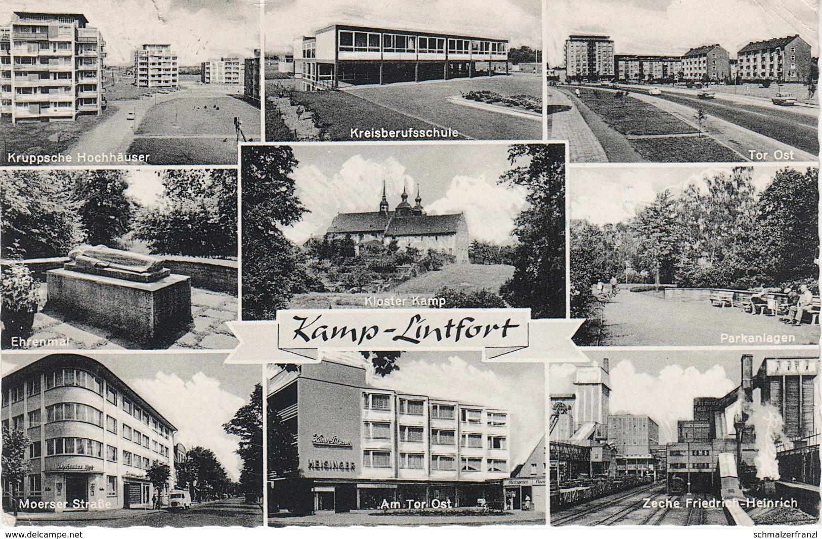 AK Kamp Lintfort Kruppsche Hochhäuser Kloster Kreisberufsschule Tor Ost Moerser Straße Zeche Friedrich Heinrich A Moers - Mörs