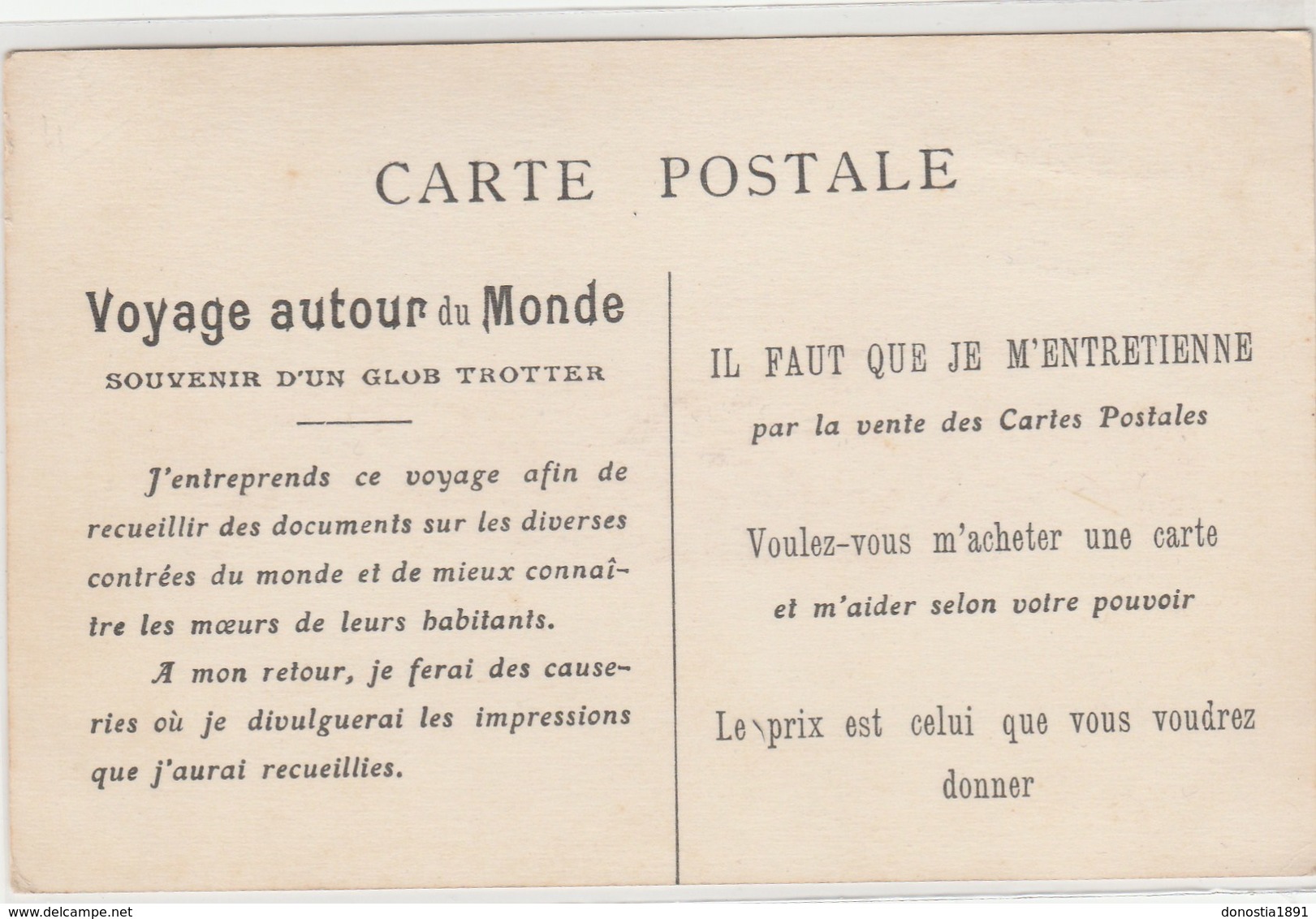 Souvenir D'un Globe Trotter - Voyage Autour Du Monde - Vend Des Cartes-postales Pour Voyager - Autres & Non Classés