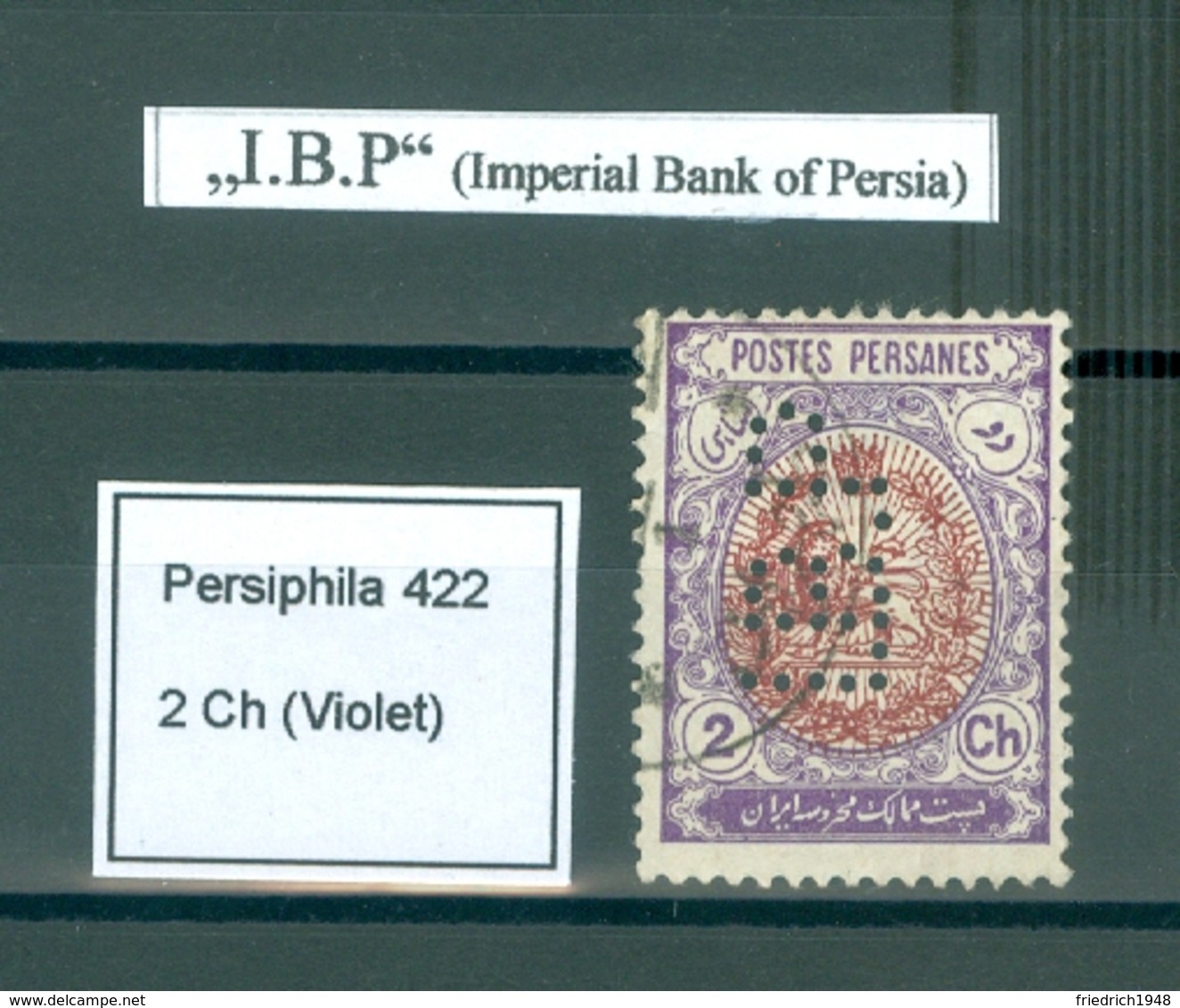 PERSIA - IRAN; Perfin " I B P "  (Imperial Bank Of Persia)  2 Chahis - Iran