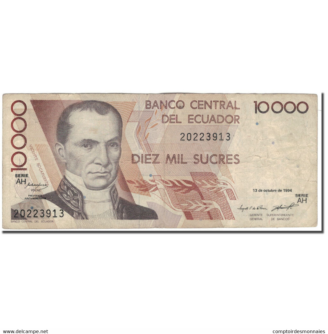 Billet, Équateur, 10,000 Sucres, 1994-10-13, KM:127a, B+ - Ecuador