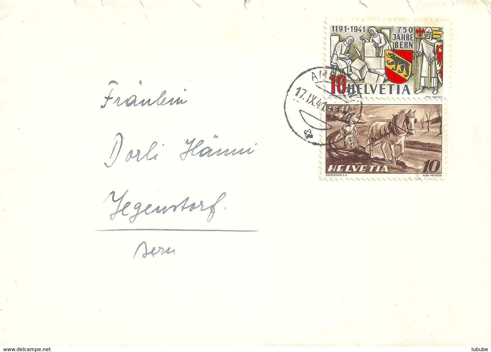 Brief  Ambulant -  Jegenstorf  (Mischfrankatur)        1941 - Storia Postale