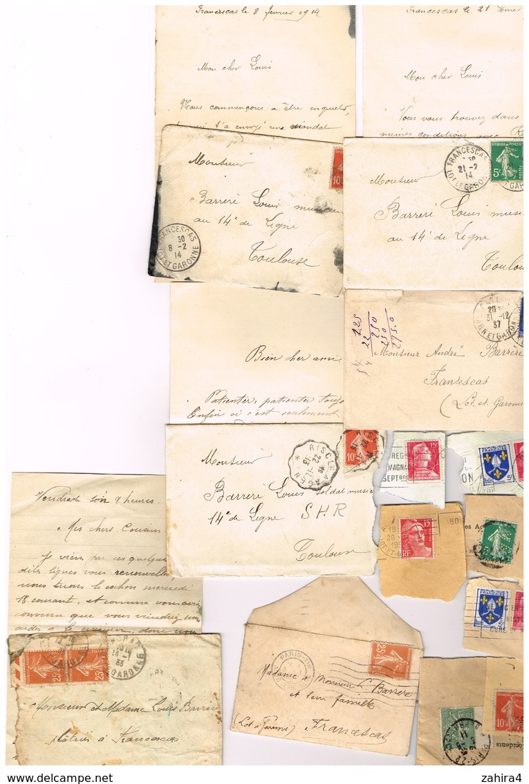 Lot Enveloppes  Courriers  Timbres - 1913  14  33  34  35  37  Voir Scanne - Vrac (max 999 Timbres)