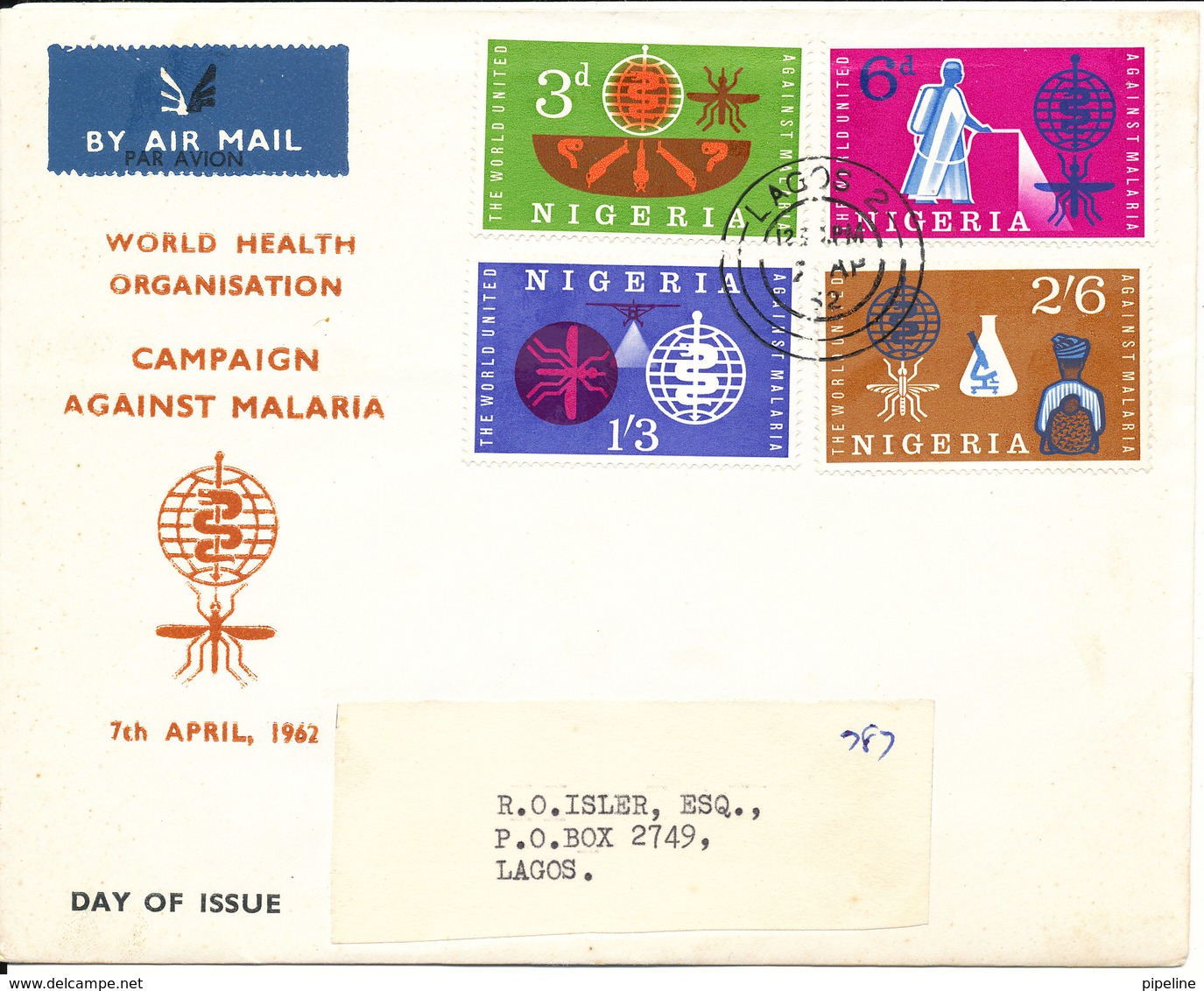 Nigeria FDC 7-4-1962 WHO The Fight Against Malaria Complete Set Of 4 With Cachet - Nigeria (1961-...)