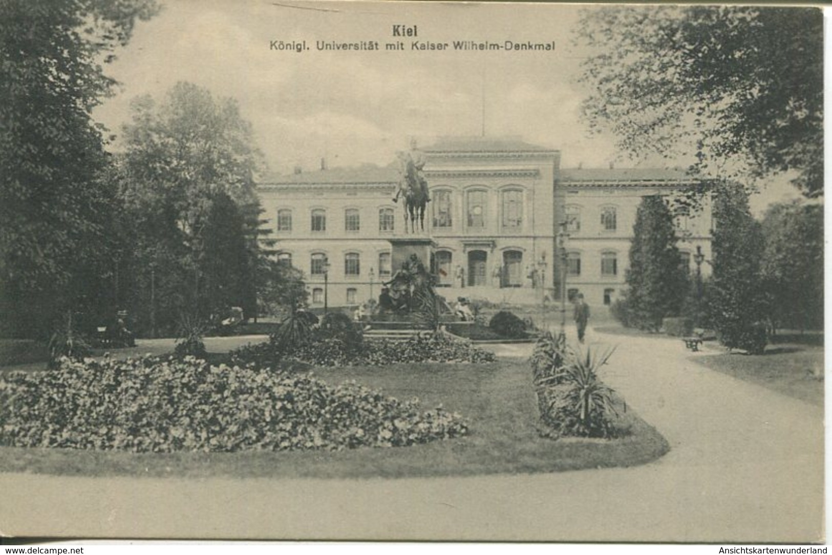 005395  Kiel - Königl. Universität Mit Kaiser-Wilhelm-Denkmal  1917 Mit Zugstempel - Kiel