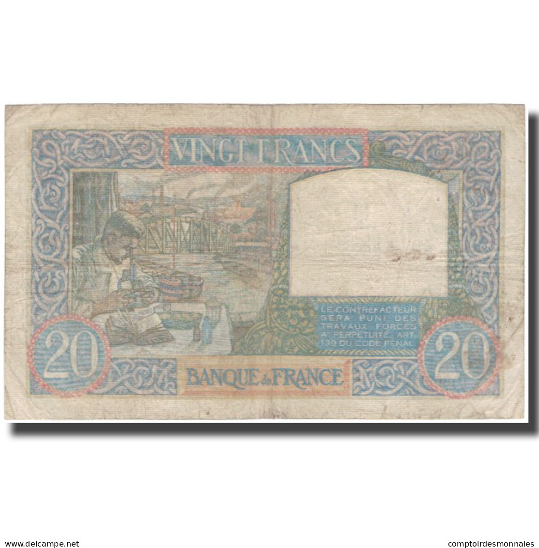 France, 20 Francs, 20 F 1939-1942 ''Science Et Travail'', 1939-12-07, TB - 20 F 1939-1942 ''Science Et Travail''