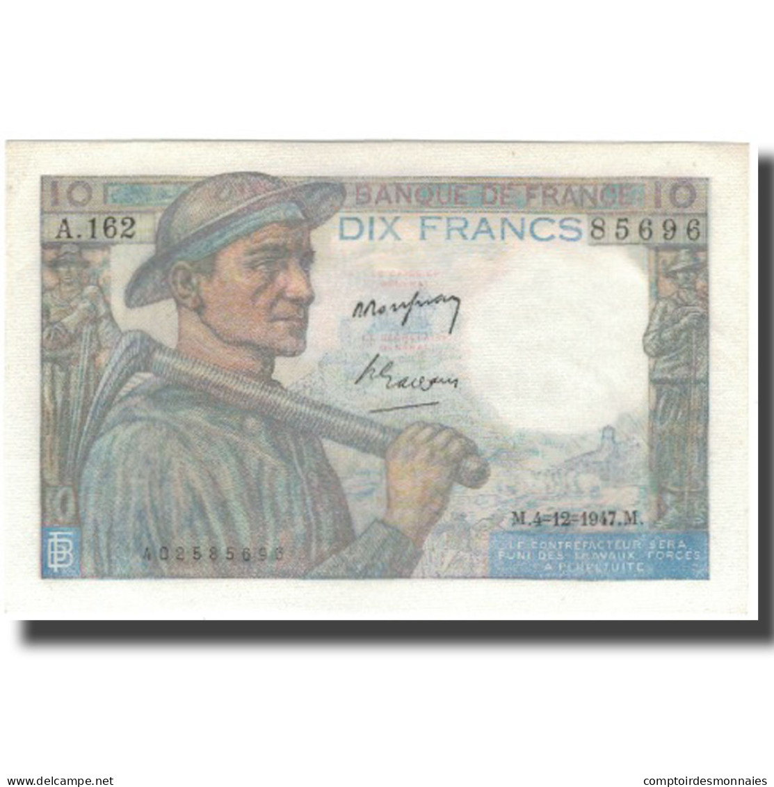 France, 10 Francs, 10 F 1941-1949 ''Mineur'', 1947-12-04, NEUF, Fayette:8.19 - 10 F 1941-1949 ''Mineur''
