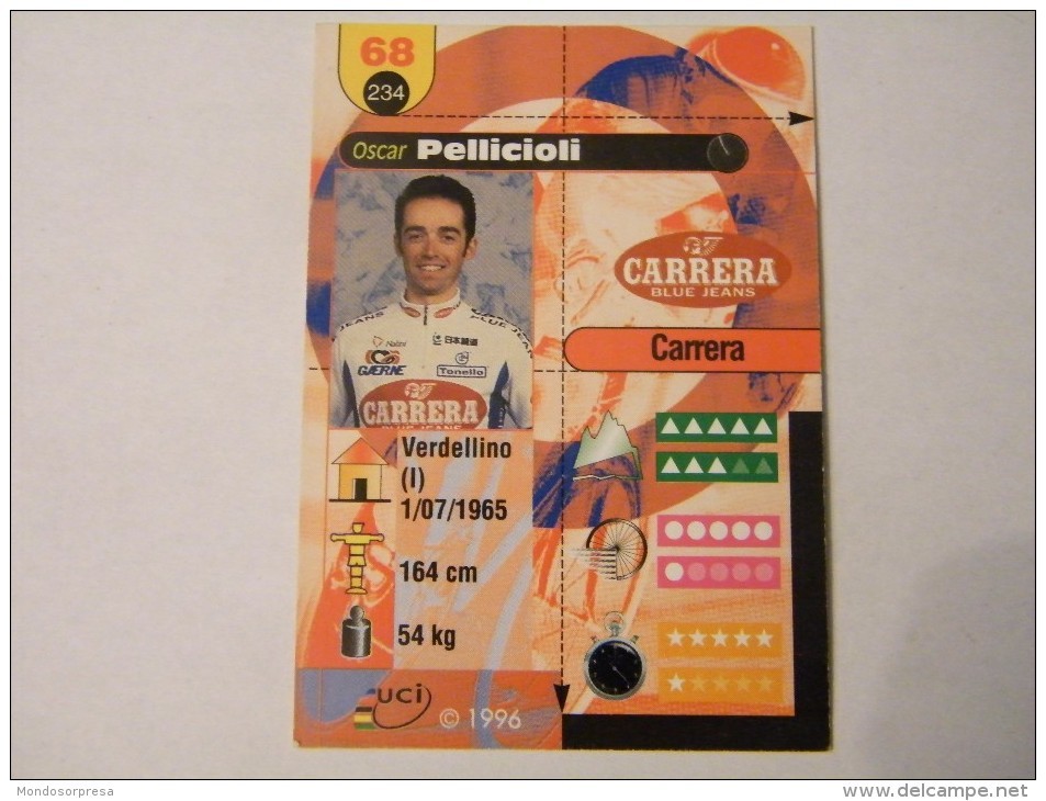 FIGURINA TIPO CARDS MERLIN ULTIMATE, CICLISMO, 1996,  CARD'S N° 68 OSCAR PELLICIOLI - Ciclismo