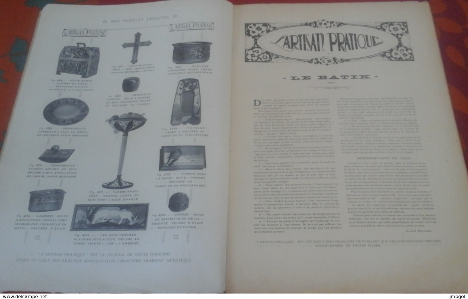 L'Artisan Pratique N°166 Avril 1923 Arts Décoratifs Modèle Couleur "Maison Au Bord De L'eau" Décor Pour Etagère - Home Decoration