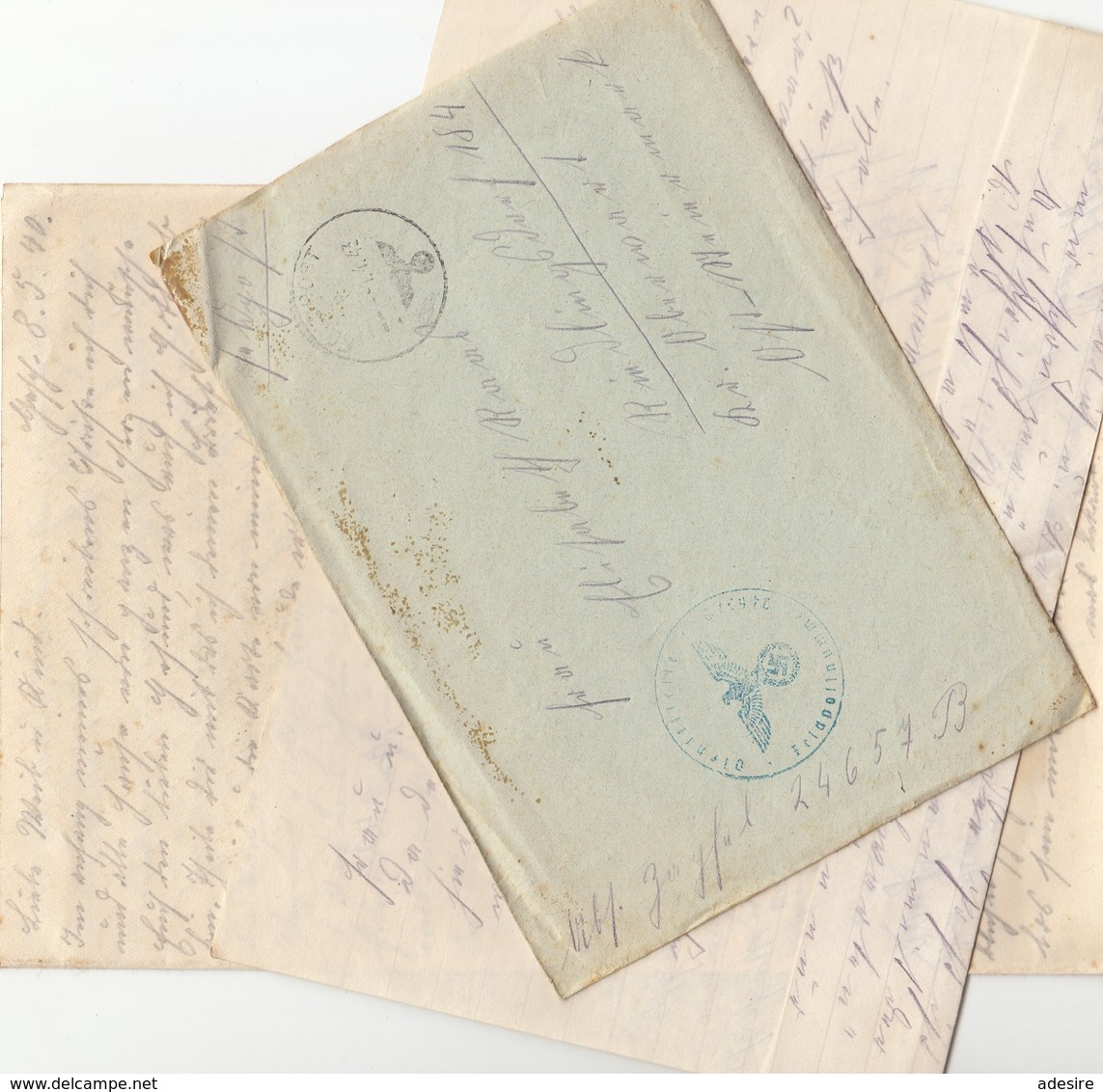 1943 FELDPOST BRIEF Mit Inhalt, Grüner DR Stempel, Gel.v. L 24657 B > RIEDLINGSDORF 184, KREIS OBERWART, OSTMARK - Briefe U. Dokumente