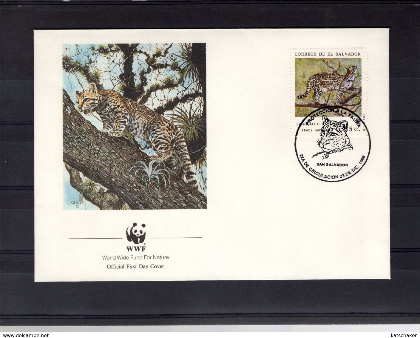 628789780 EL SALVADOR 1988  FDC SCOTT 1194 W.W.F. CATS FELINES - Salvador