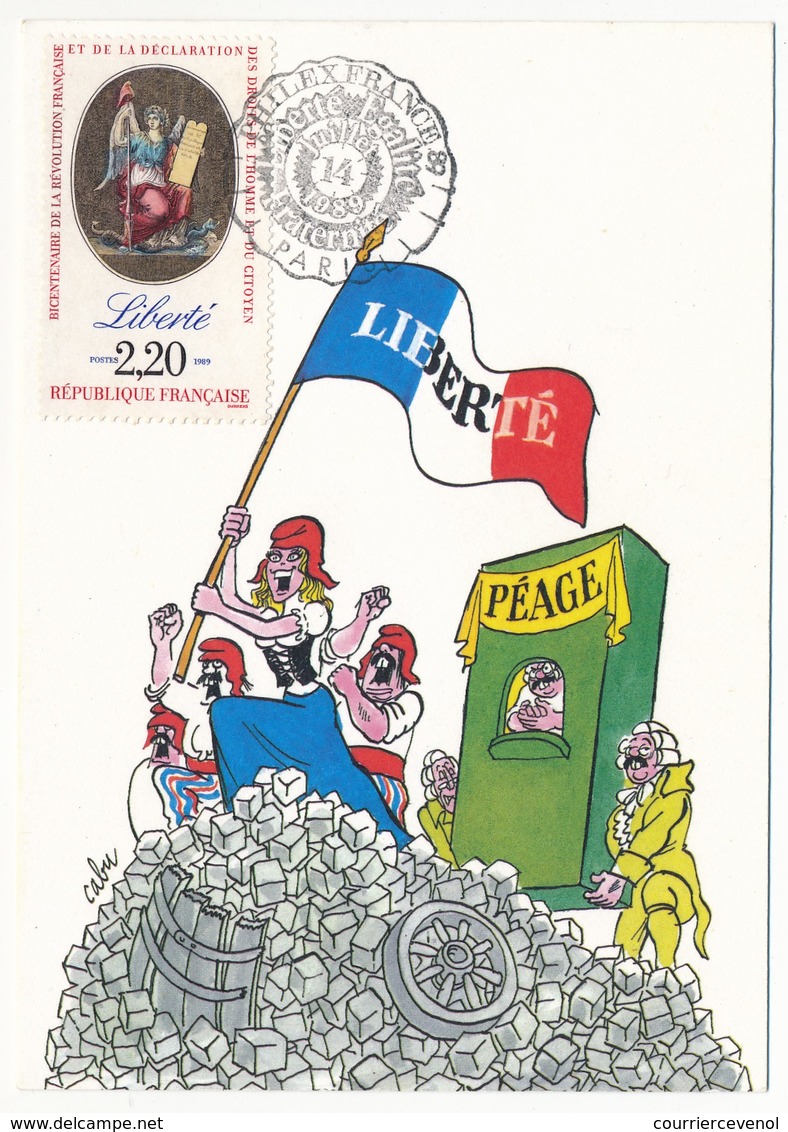 FRANCE - 5 Cartes Maximum Humoristiques "Révolution Française" 14 Juillet 1989 - Editions Nouvelles Images - 1980-1989
