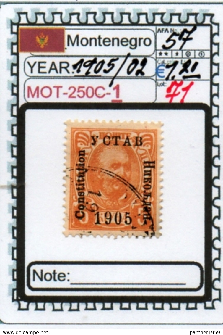 EUROPE:MONTENEGRO# CLASSIC# ROYALITY#CANCELLED#(MOT-250C-1) (71) - Montenegro