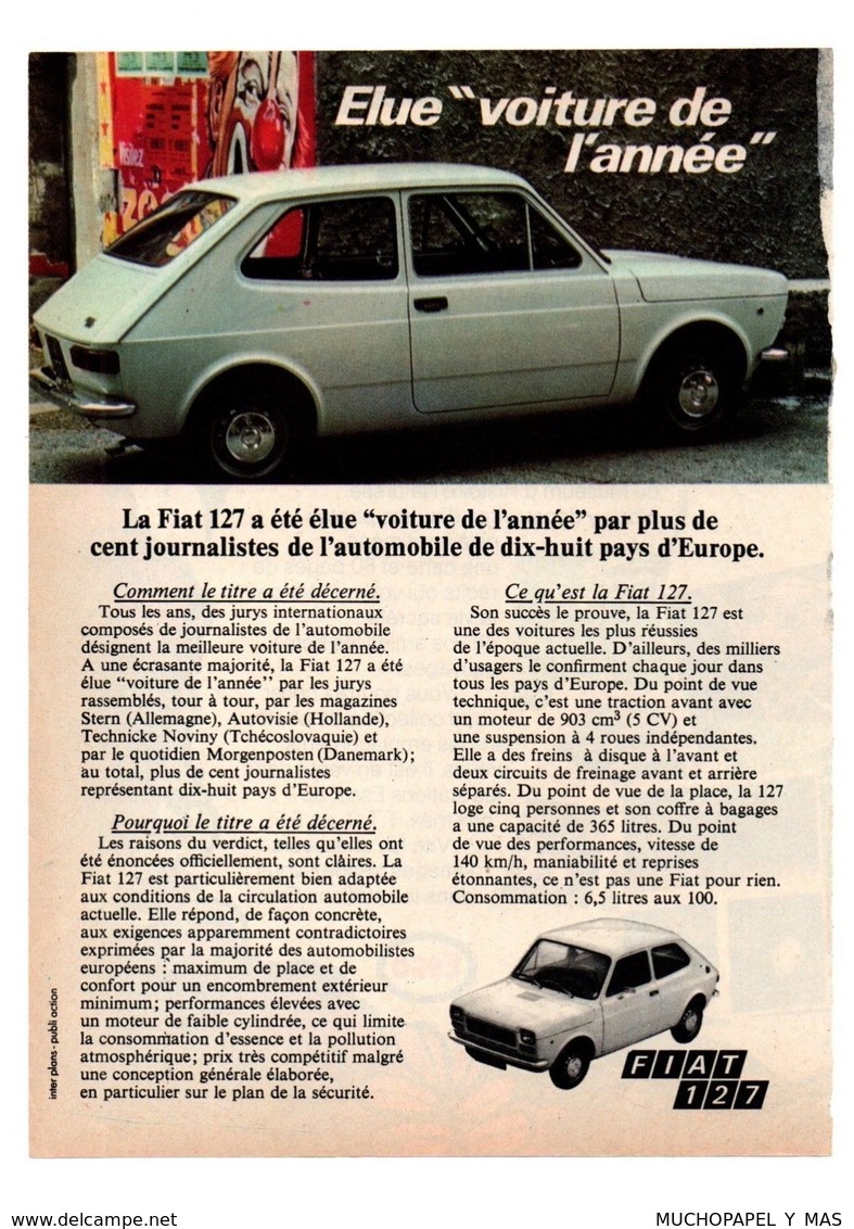 RECORTE DE PRENSA REVISTA O PERIÓDICO PUBLICIDAD COCHE COCHES FIAT 127 Y ESSO ADVERTISING PRESS VER CAR AUTOMOVIL ITALY - Publicidad