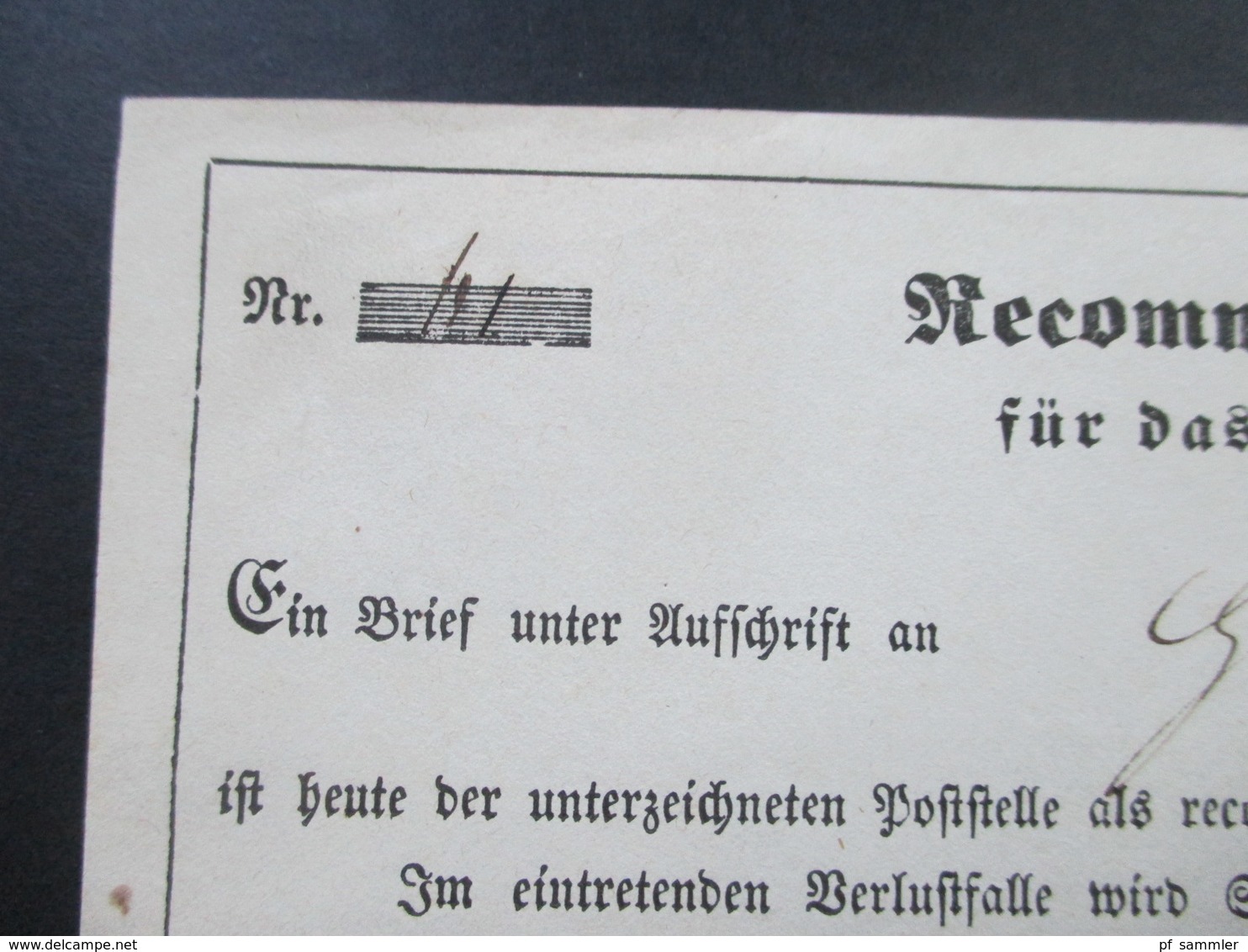 Altdeutschland Thurn Und Taxis 1856 Postschein Fürstlich Thurn Und Taxis'sche Briefpost Expedition. Reco Gebühr!! - Covers & Documents