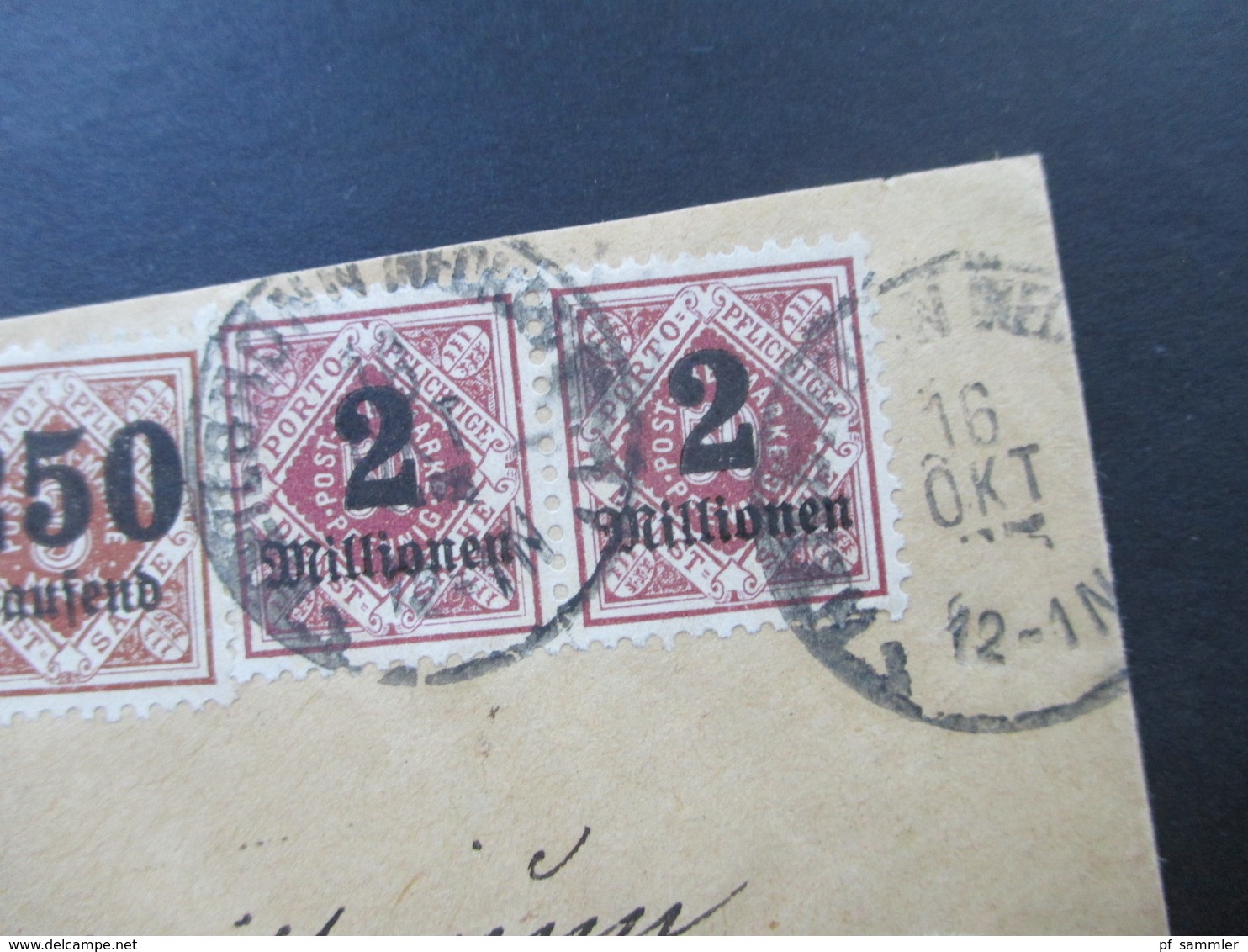 Altdeutschland Württemberg Hochinflation Nr.178 Und 180 Als Waagerechte Paare Behördenbrief An Das Ernährungsministerium - Lettres & Documents