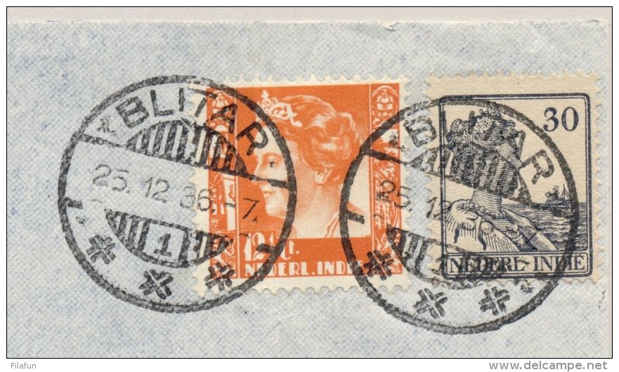 Nederlands Indië - 1936 - 12,5  En 30 Cent Wilhelmina - Mixed Franking - Van LBnr BLITAR/1 Naar Amsterdam / Nederland - Nederlands-Indië