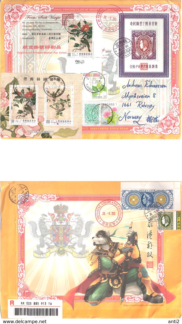 China 2013  Cover With Chenese Stamps + Some Stamps From Fantasia Country Coldland On Both Sides, Very Nice Cover - Storia Postale