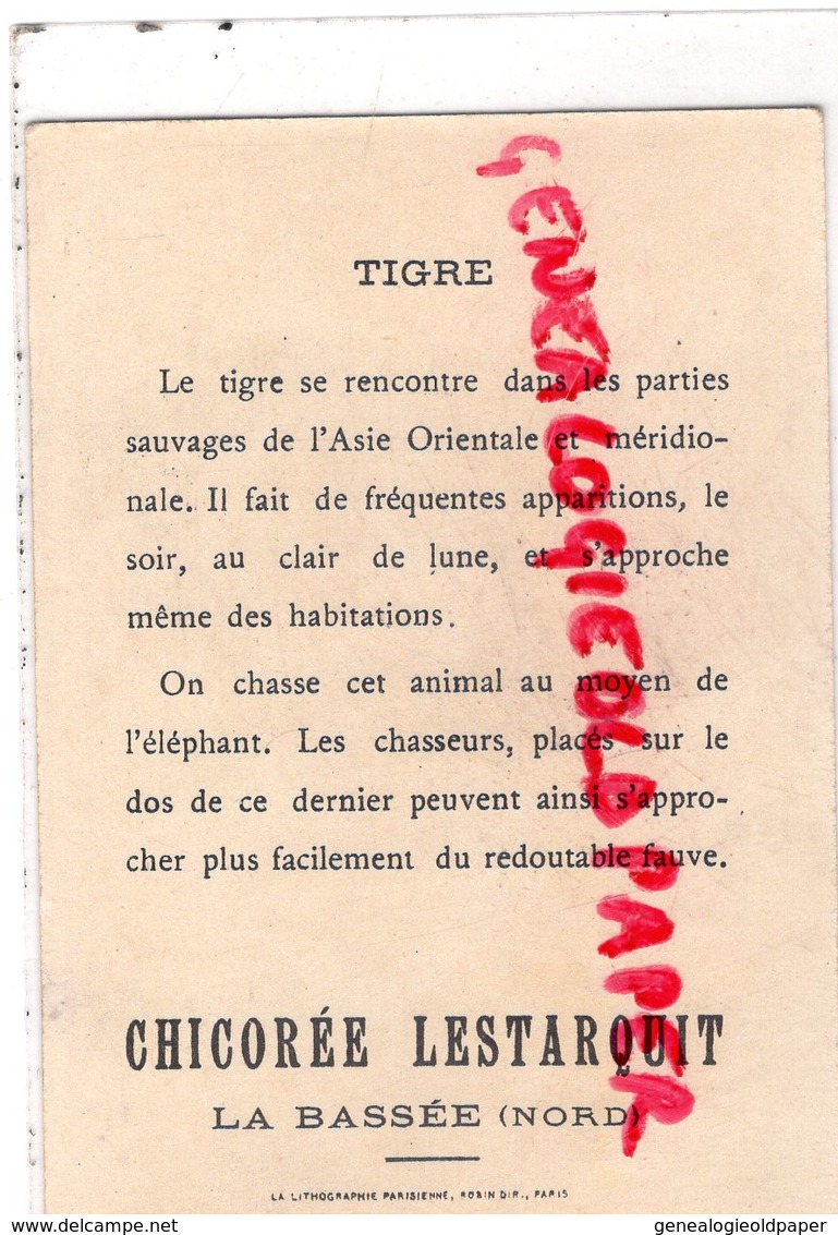 59- LA BASSEE - CHROMO CHICOREE LESTARQUIT- CHASSE TIGRE ELEPHANT ASIE - Sonstige & Ohne Zuordnung