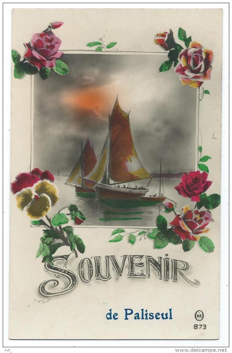 N°5 ANCIENNE CARTE FANTAISIE SOUVENIR DE PALISEUL, BATEAU, PROVINCE DE LUXEMBOURG, BELGIQUE - Paliseul