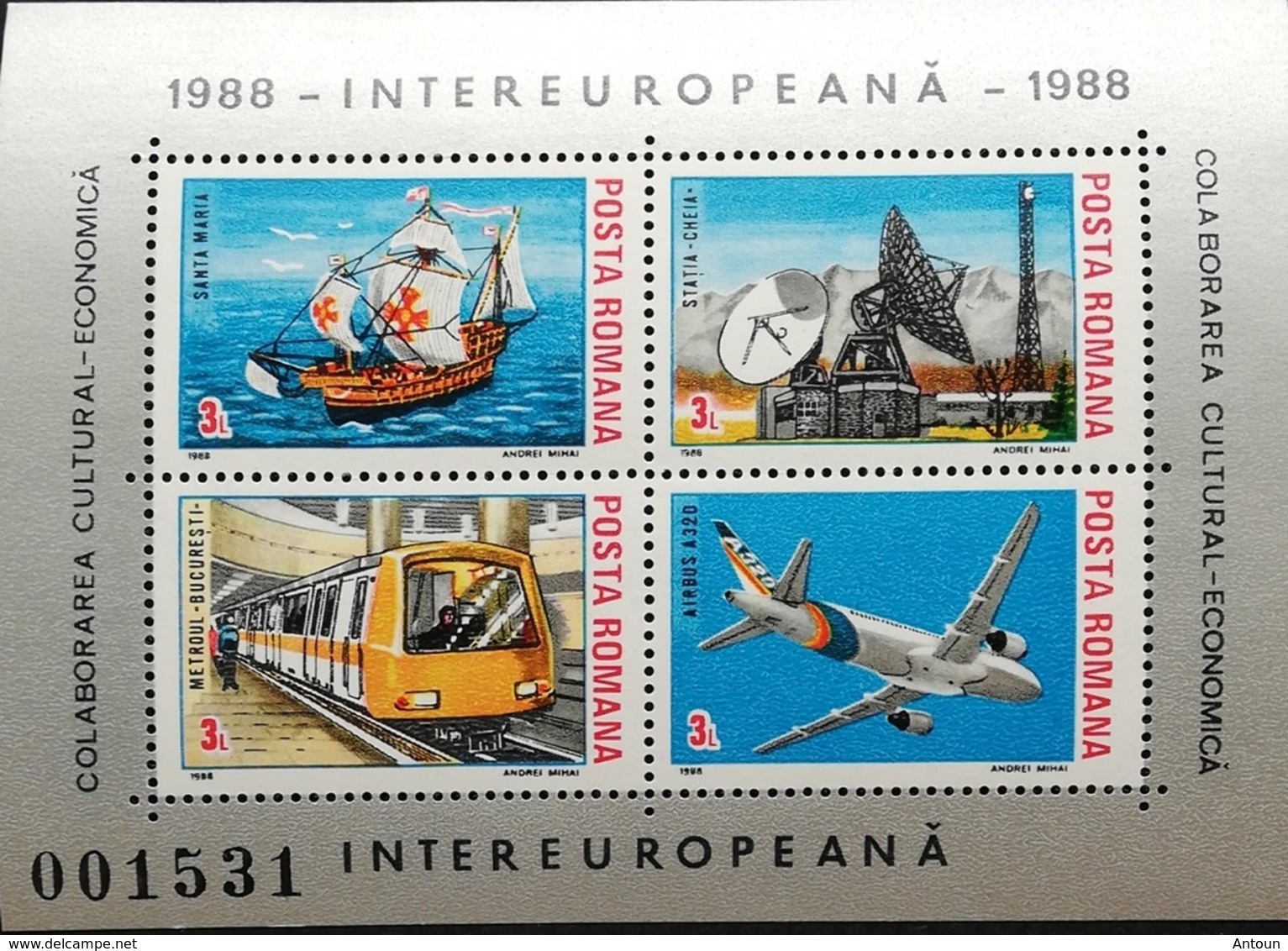 Romania  1988 Intereuropa S/S - Unused Stamps