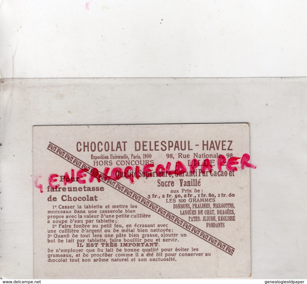 59- LILLE- CHROMO CHOCOLAT DELESPAUL HAVEZ- BETES ANTEDILUVIENNES- DINOTHERIUM-MAMOUTH ELEPHANT - Andere & Zonder Classificatie