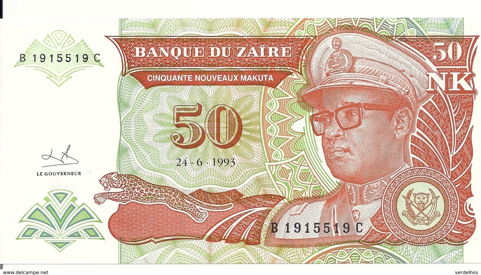 ZAIRE 50 NOUVEAUX MAKUTA 1993 UNC P 51 - Zaïre